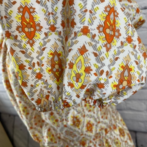 Sanctuary Yellow Gold Geometric Aztec Mid Dress Boho Cold Shoulder size Medium - Picture 8 of 13